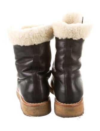 Celine Leather Colorblock Pattern Hiking Boots