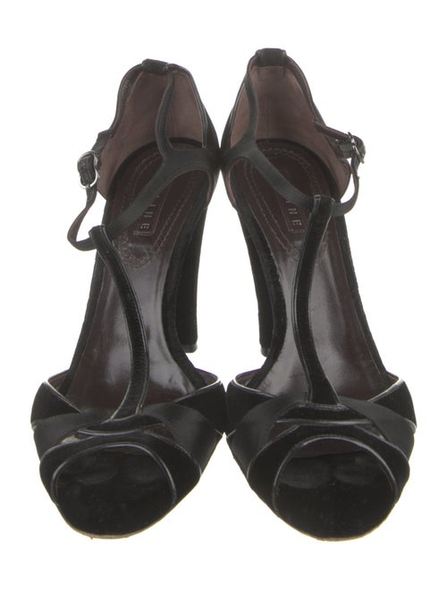 Celine Velvet T-Strap Sandals