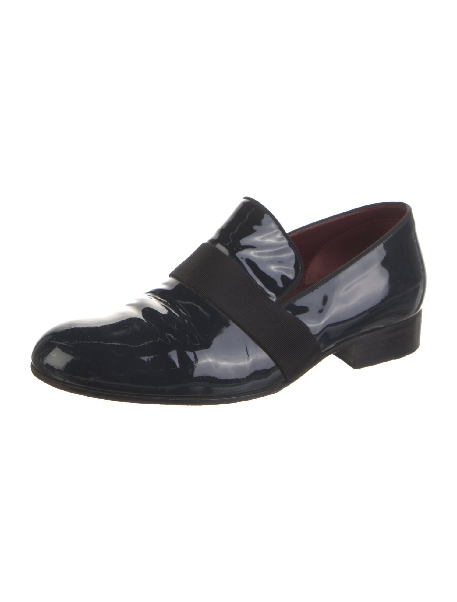 Celine Patent Leather Grosgrain Trim Loafers