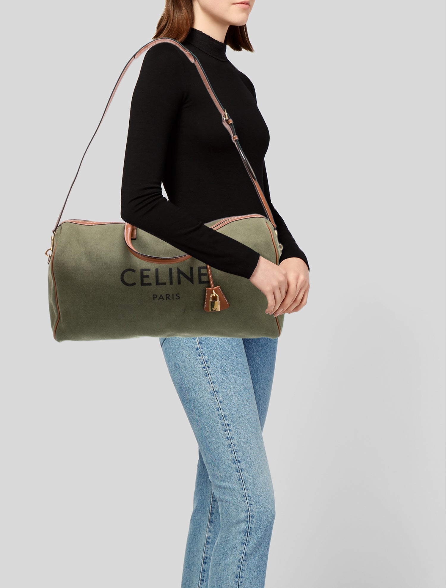 Celine Canvas Large Voyage Duffle Bag - Green Luggage and Travel