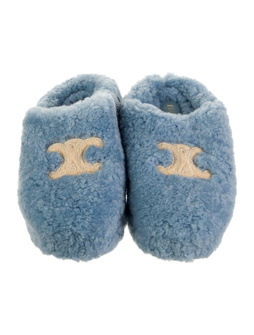 Celine Shearling Graphic Print Mules