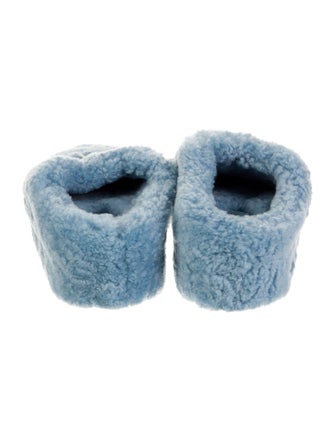 Celine Shearling Graphic Print Mules