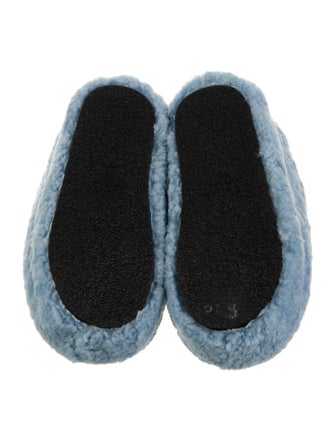 Celine Shearling Graphic Print Mules