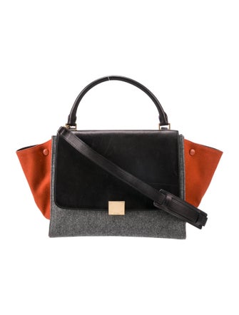 Celine Wool Double Zipper Trapeze Medium