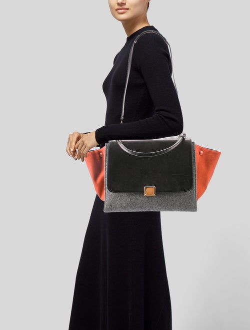 Celine Wool Double Zipper Trapeze Medium