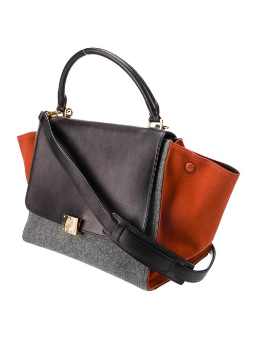 Celine Wool Double Zipper Trapeze Medium