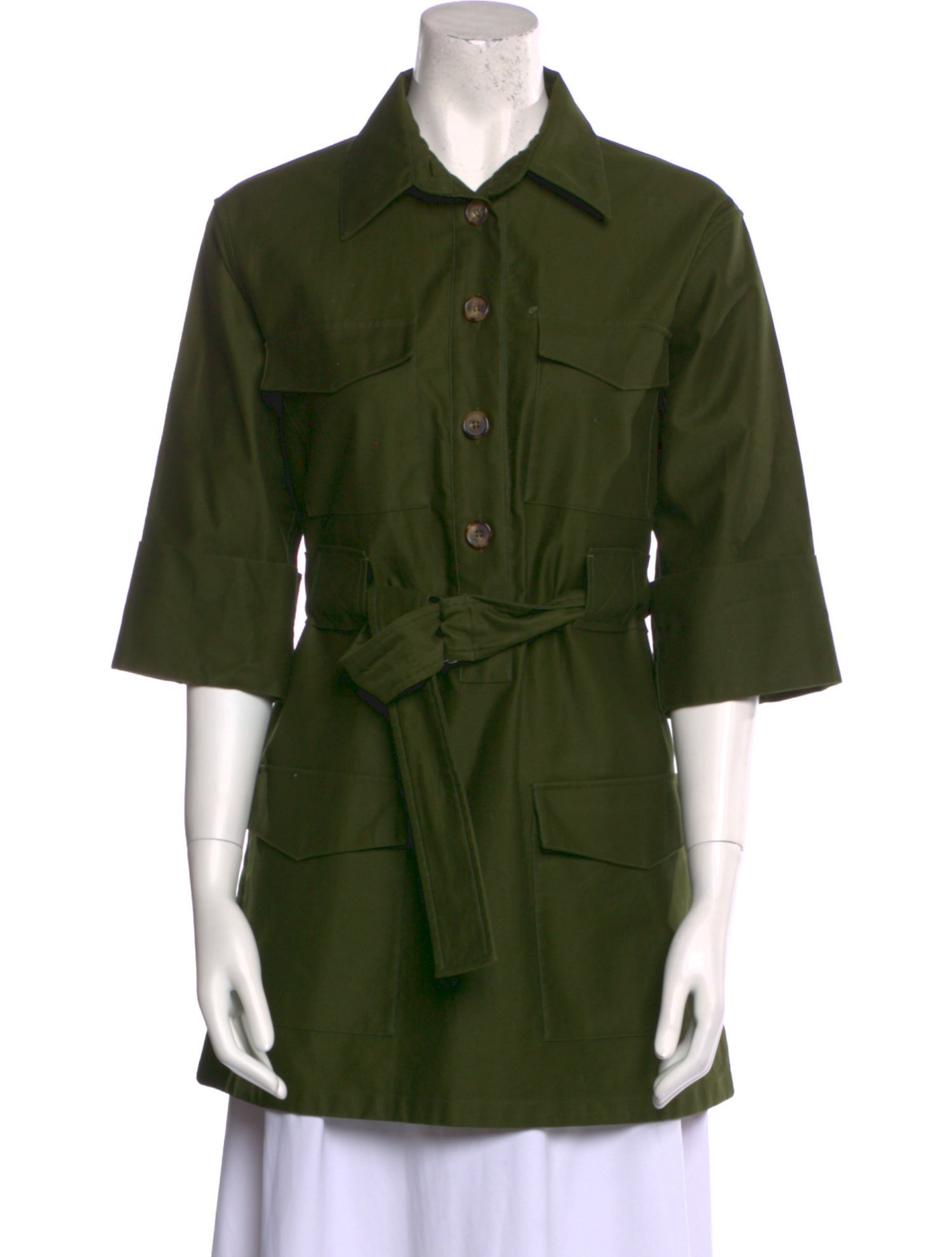 Celine Three-Quarter Sleeve Button-Up Top