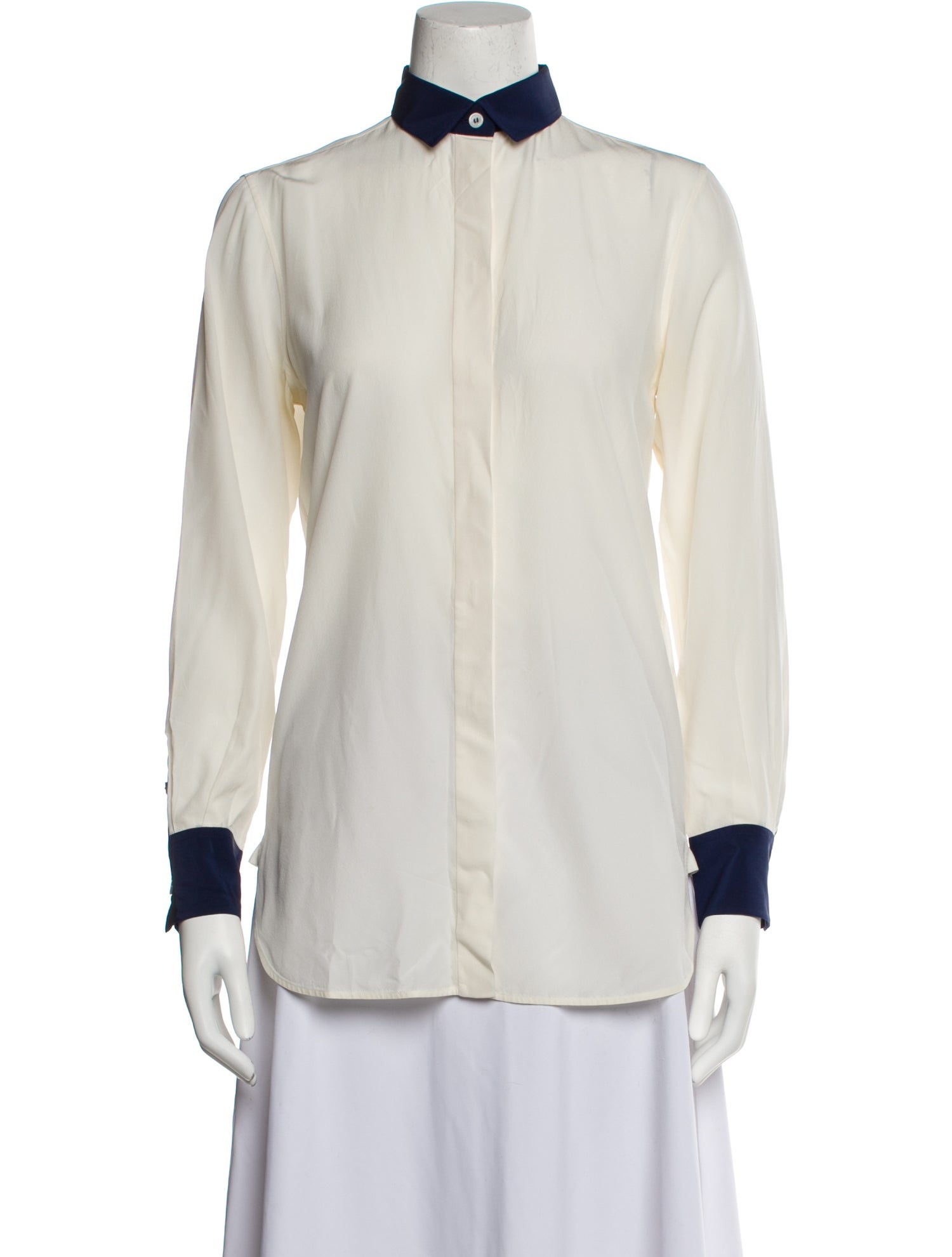 Celine Silk Long Sleeve Button-Up Top