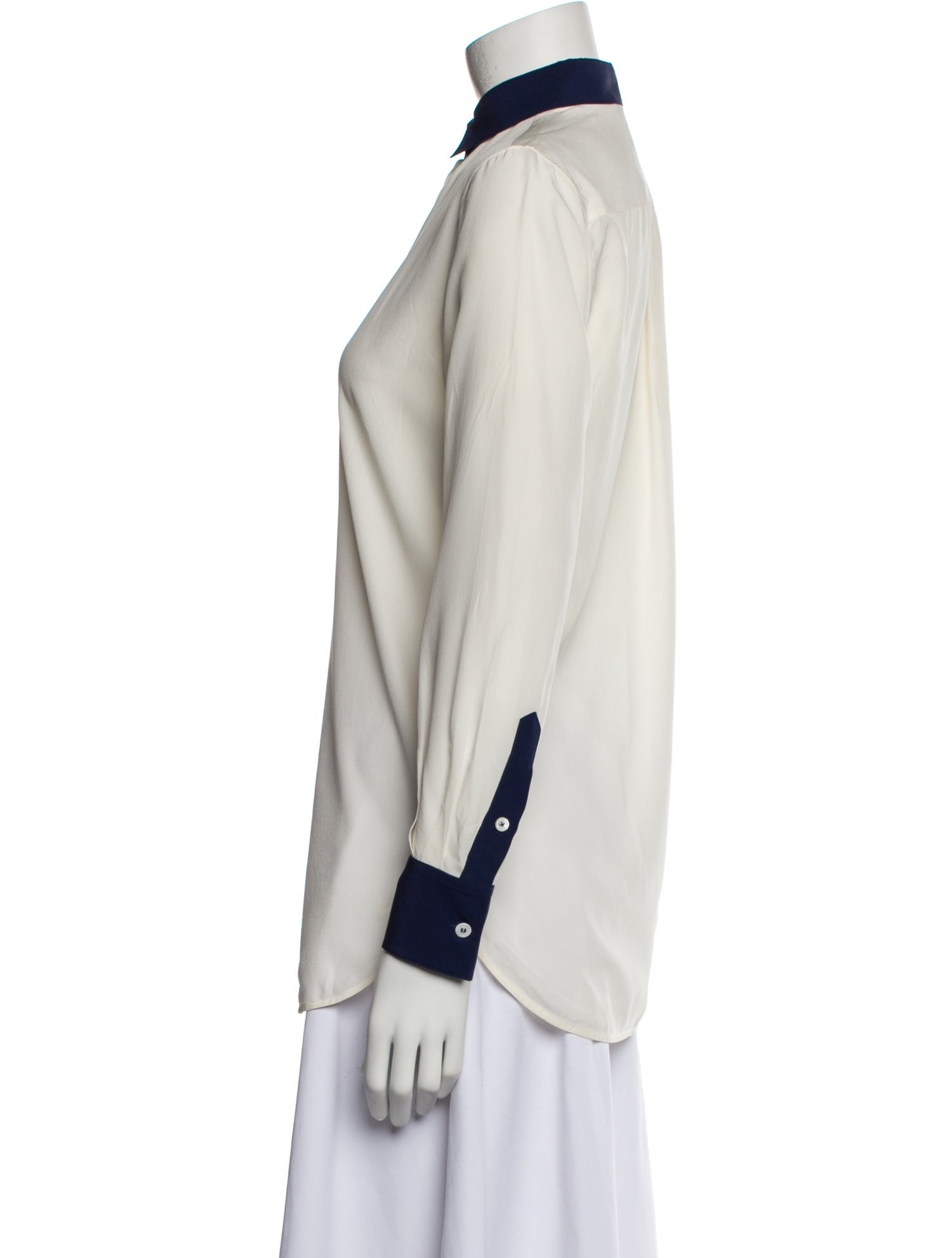 Celine Silk Long Sleeve Button-Up Top