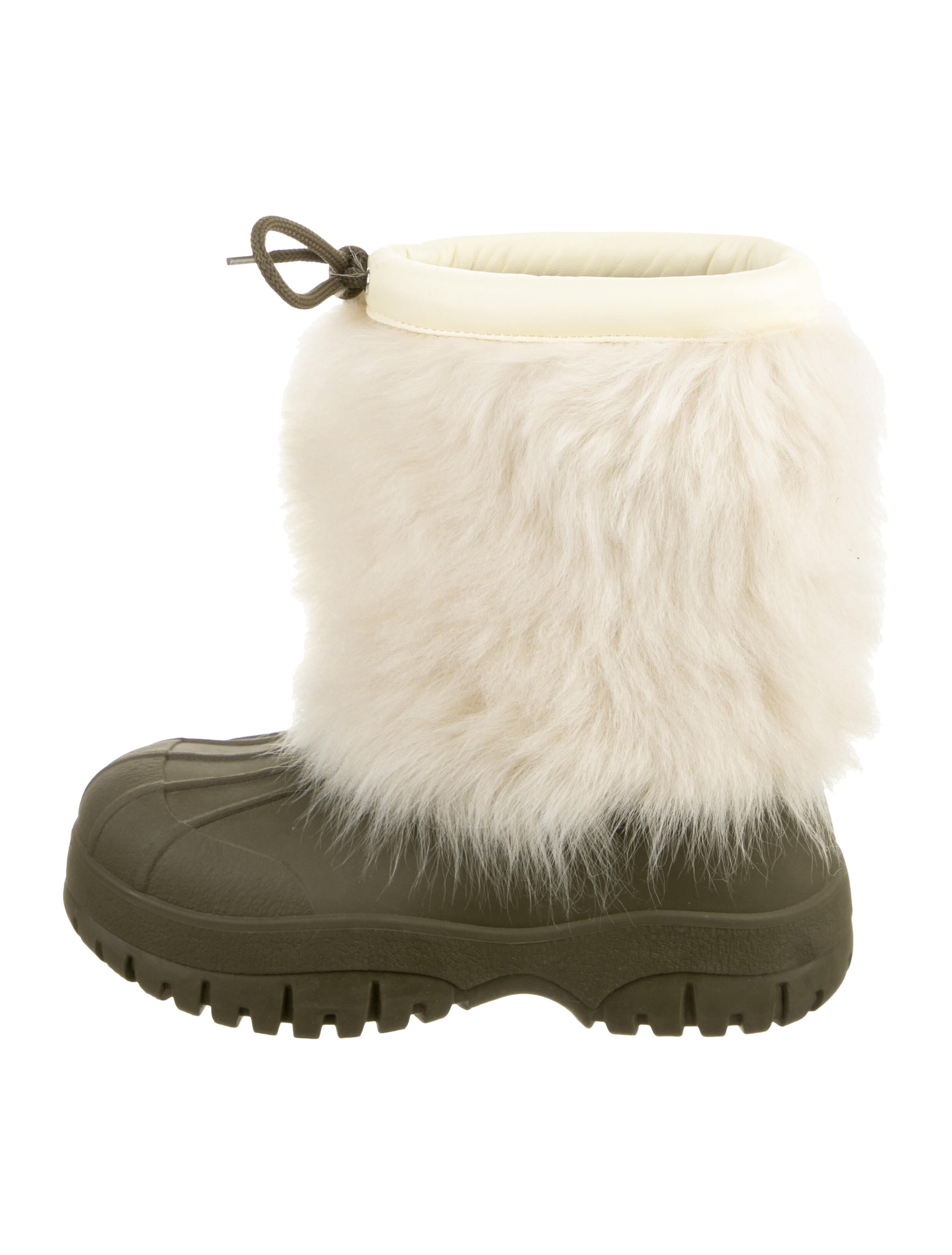 Celine Rubber Faux Fur Trim Rain Boots