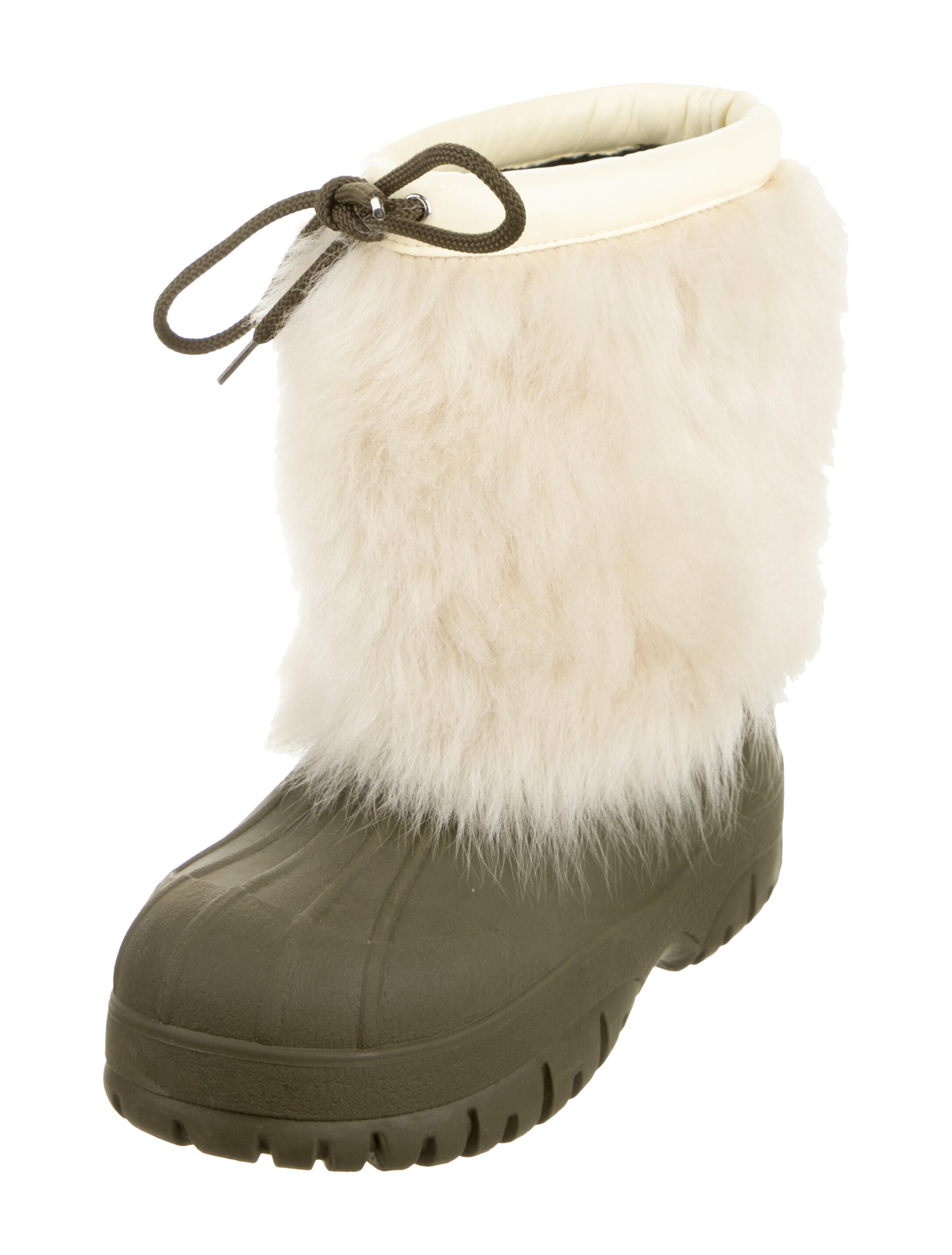 Celine Rubber Faux Fur Trim Rain Boots