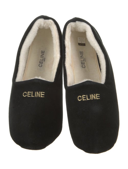 Celine Velvet Faux Fur Trim Loafers