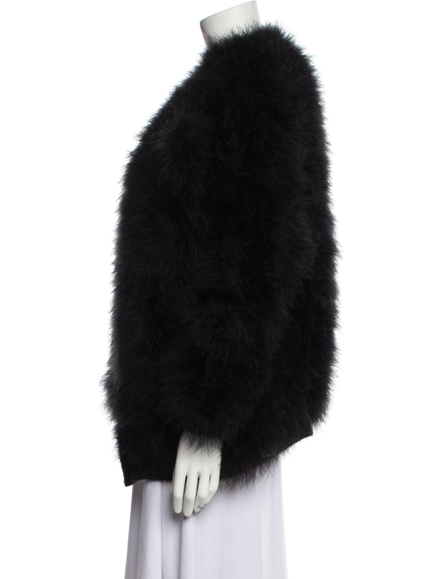Celine Ostrich Feather Faux Fur Jacket