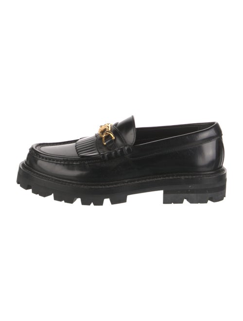 Celine Leather Chain-Link Accents Loafers