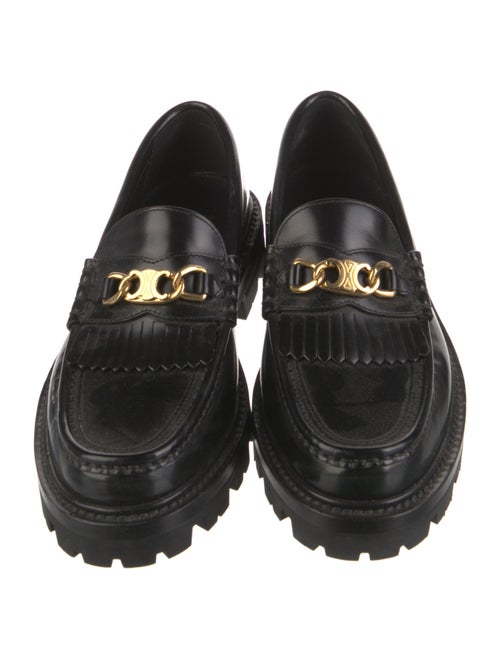 Celine Leather Chain-Link Accents Loafers