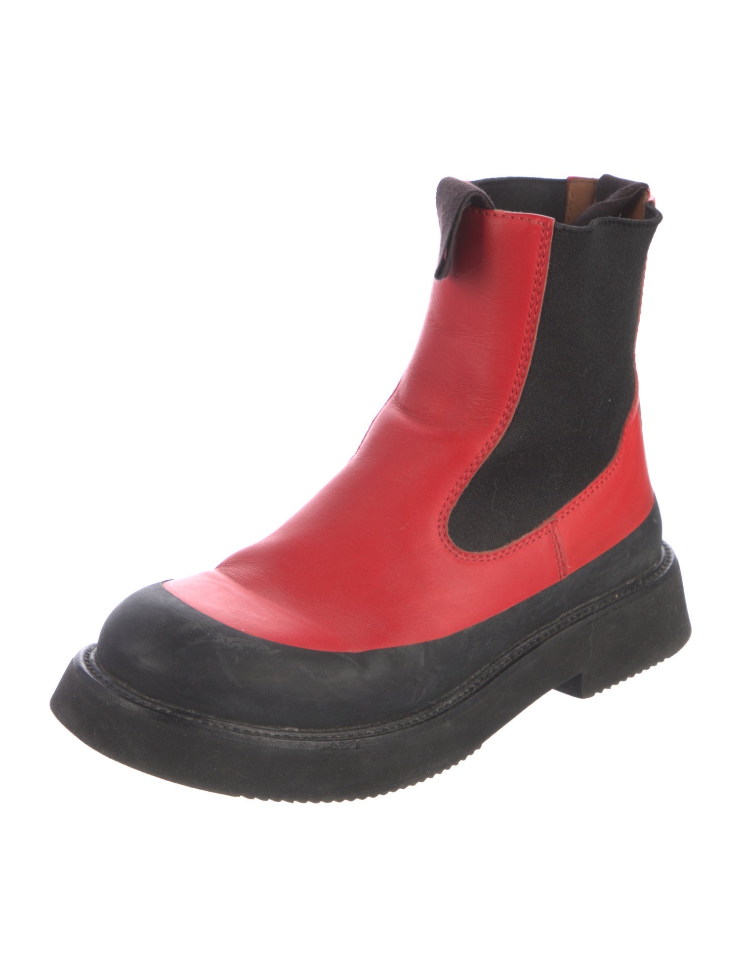 Celine Leather Colorblock Pattern Chelsea Boots