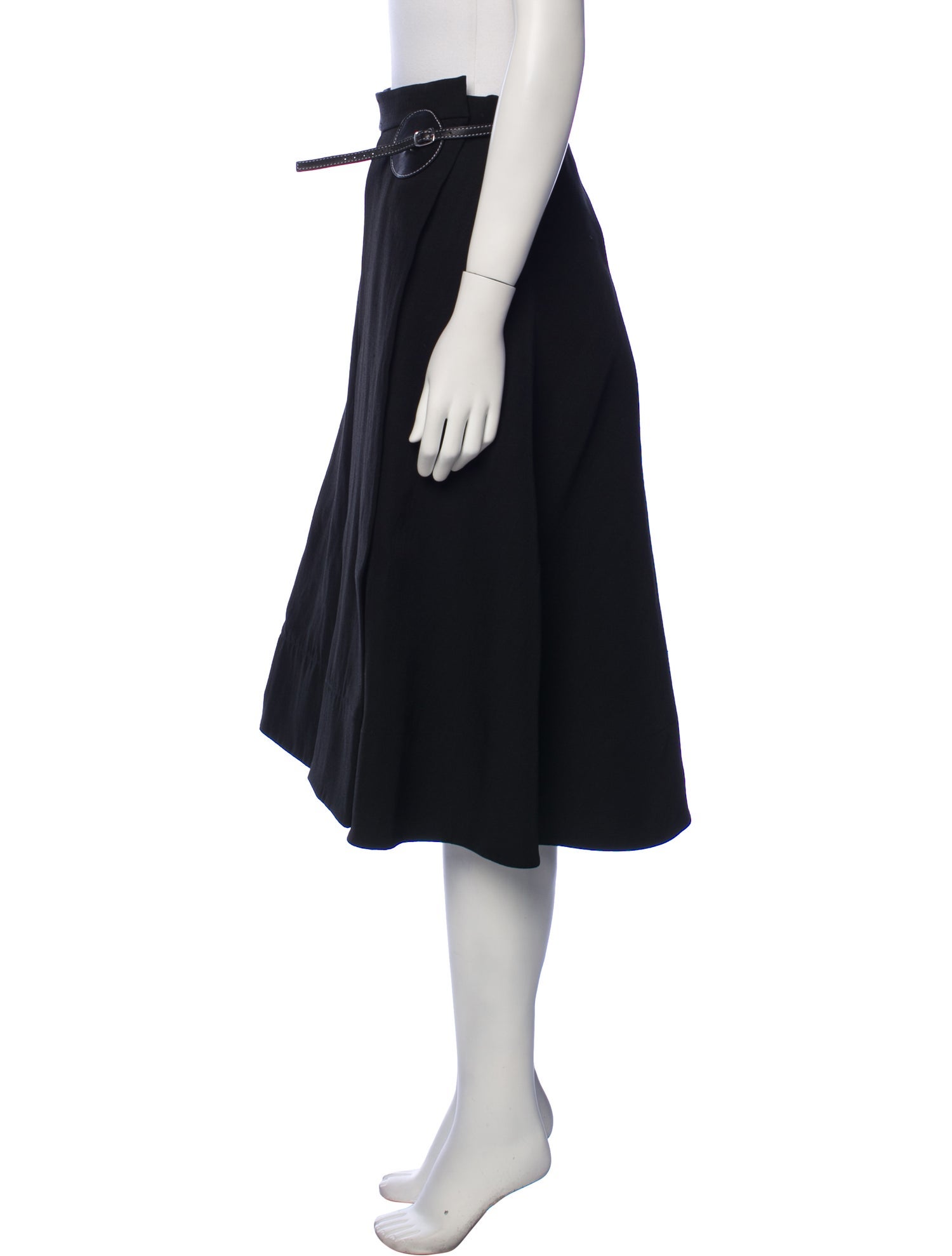 Celine Leather Trim Embellishment Knee-Length Skirt