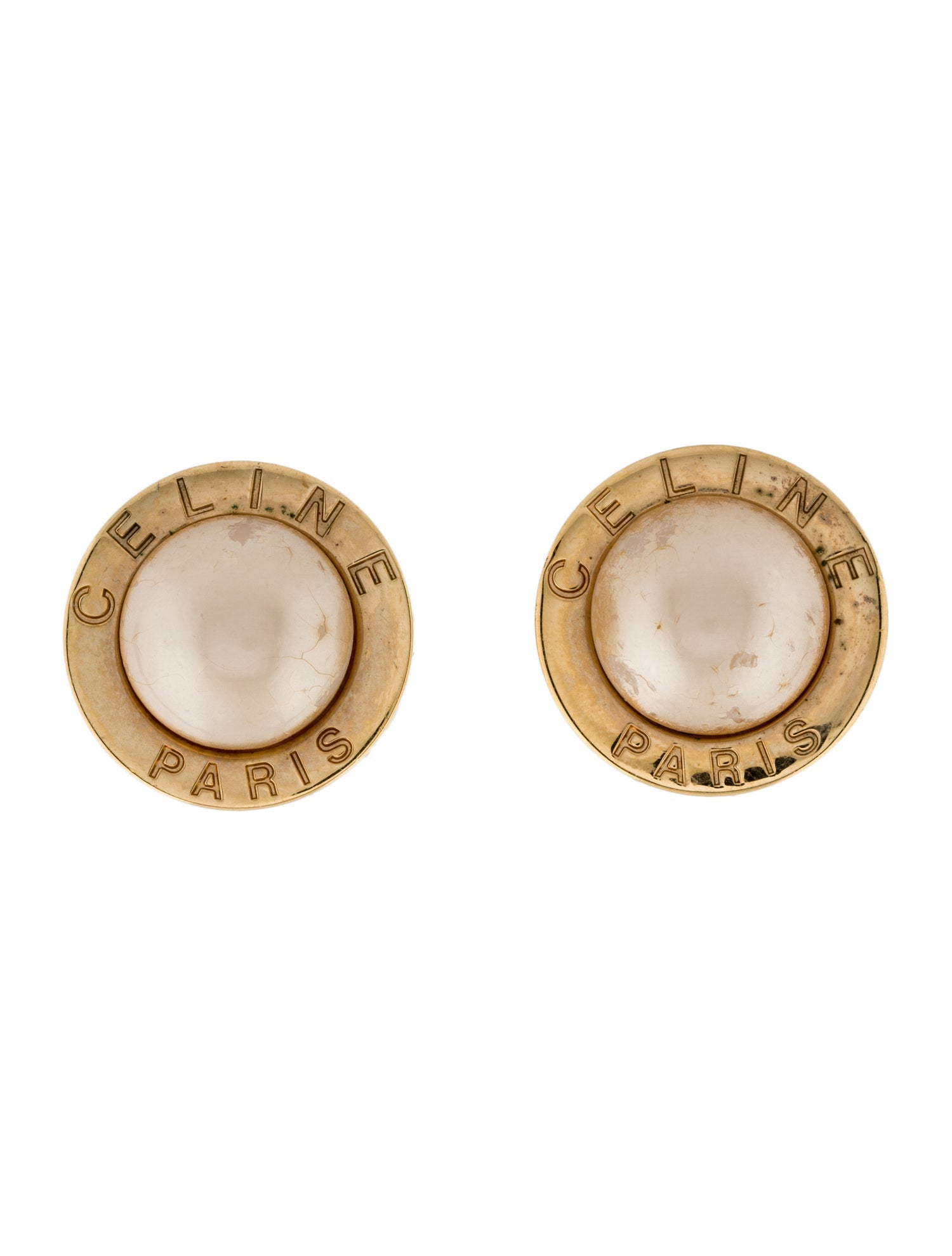 Celine Vintage Faux Pearl Clip-On Earrings