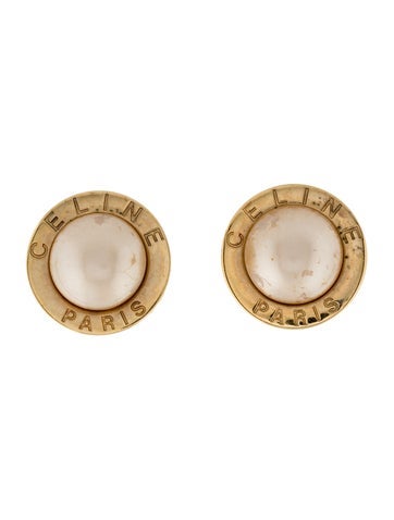 Celine Clip-On Vintage Faux Pearl Earrings