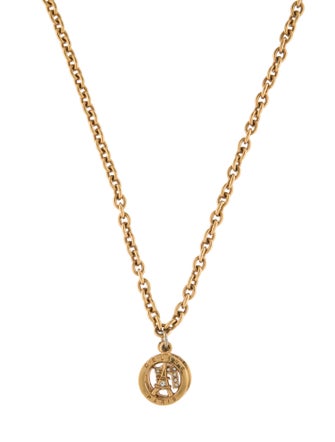 Celine Crystal Arc de Triomphe & Eiffel Tour Circle Pendant Necklace