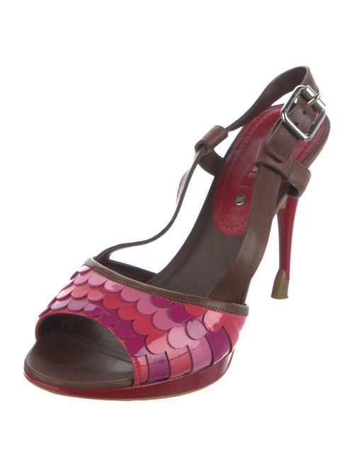 Celine Patent Leather Printed Slingback Sandals