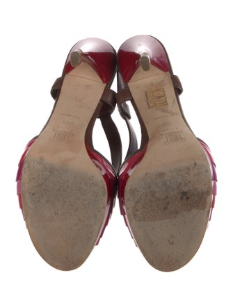 Celine Patent Leather Printed Slingback Sandals