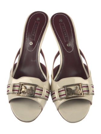 Celine Patent Leather Striped Slides