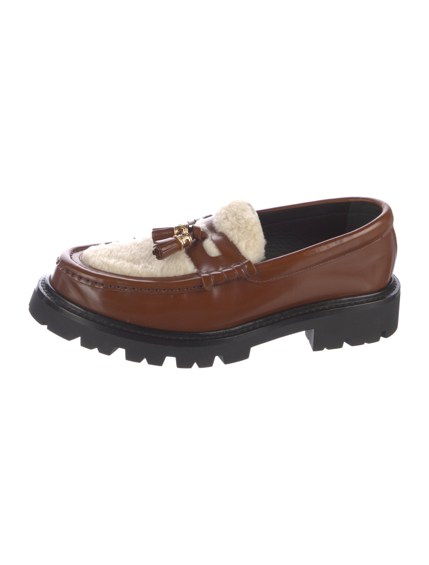 Celine Leather Tassel Accents Loafers