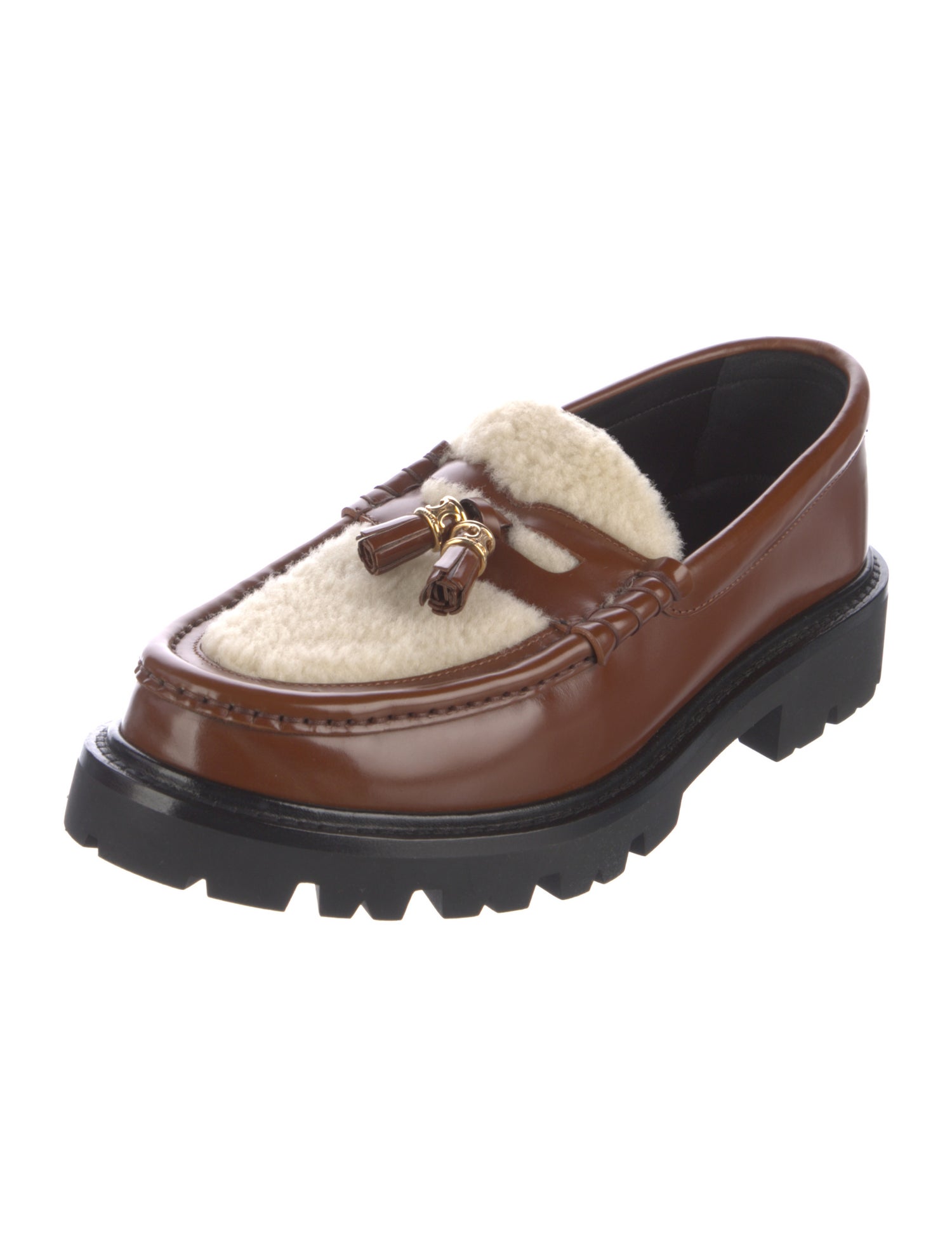 Celine Leather Tassel Accents Loafers