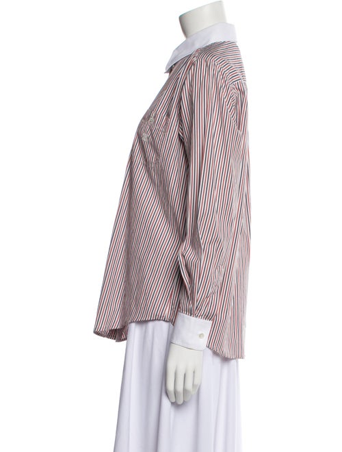 Celine Striped Three-Quarter Sleeve Button-Up Top