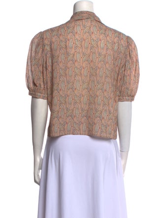 Celine Paisley Print Short Sleeve Crop Top