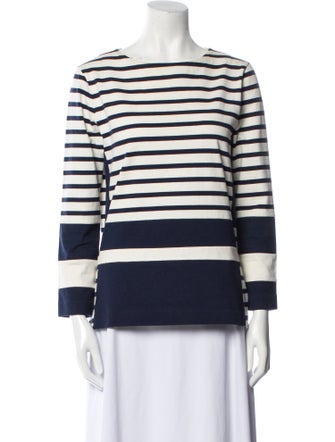 Celine Striped Bateau Neckline Sweatshirt