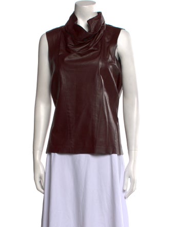 Celine Leather Cowl Neck Top
