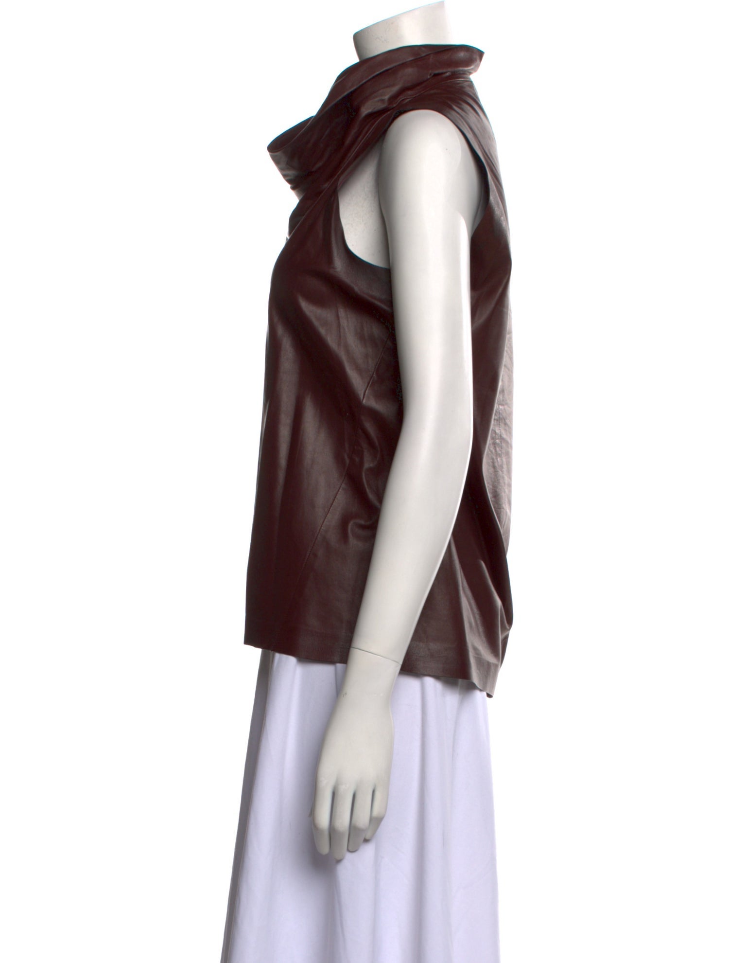 Celine Leather Cowl Neck Top