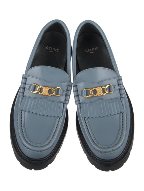 Celine Leather Fringe Trim Accent Loafers