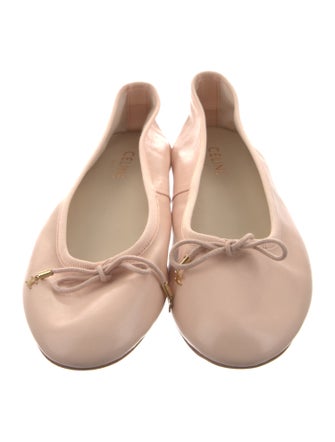 Celine Leather Bow Accents Ballet Flats