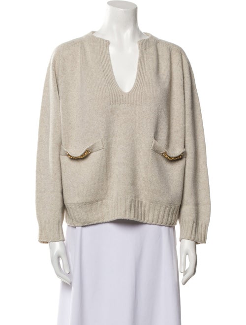 Celine Cashmere Plunge Neckline Sweater