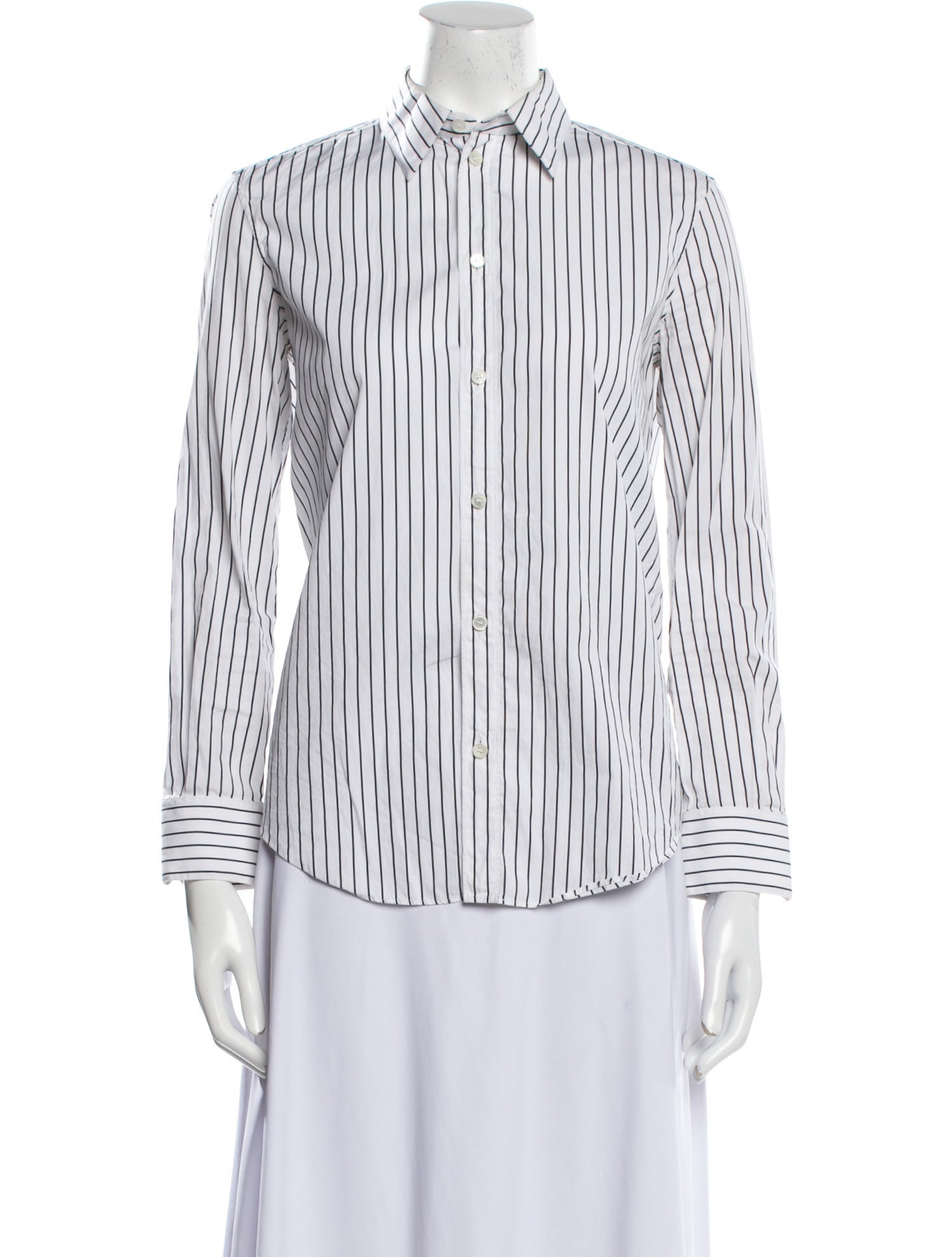 Celine Striped Long Sleeve Button-Up Top
