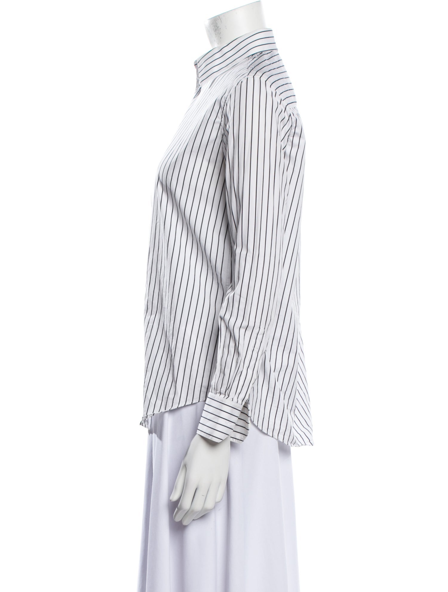 Celine Striped Long Sleeve Button-Up Top