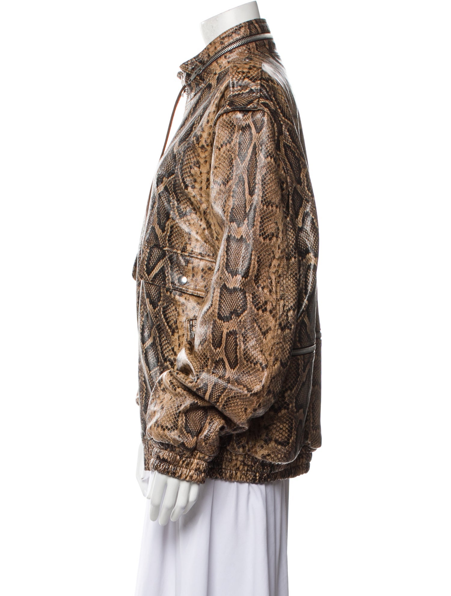 Celine Lamb Leather Animal Print Parka w/ Tags