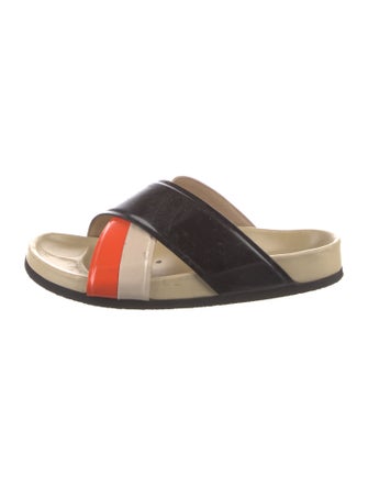 Celine Leather Striped Slides