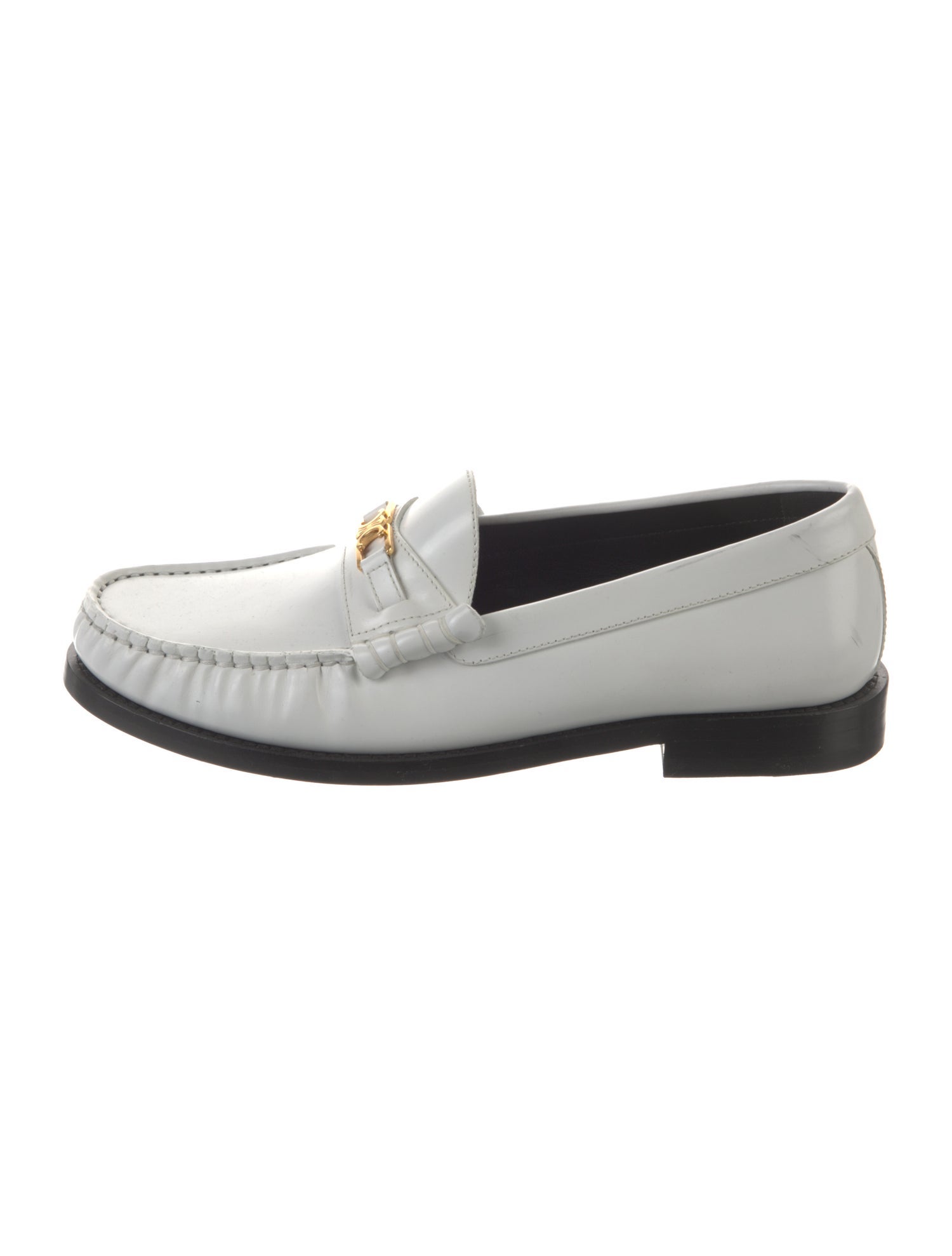 Celine Leather Loafers - White Flats, Shoes - CEL335984