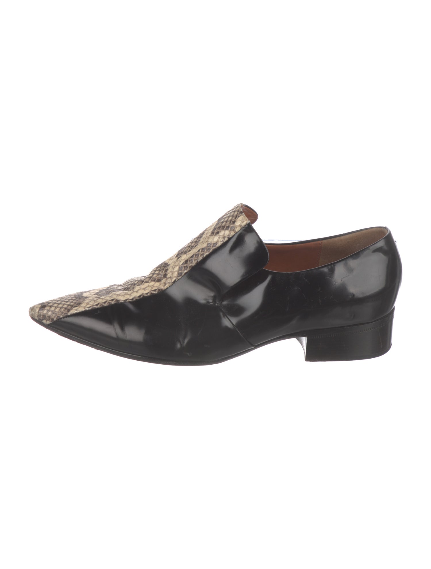 Celine Leather Animal Print Loafers