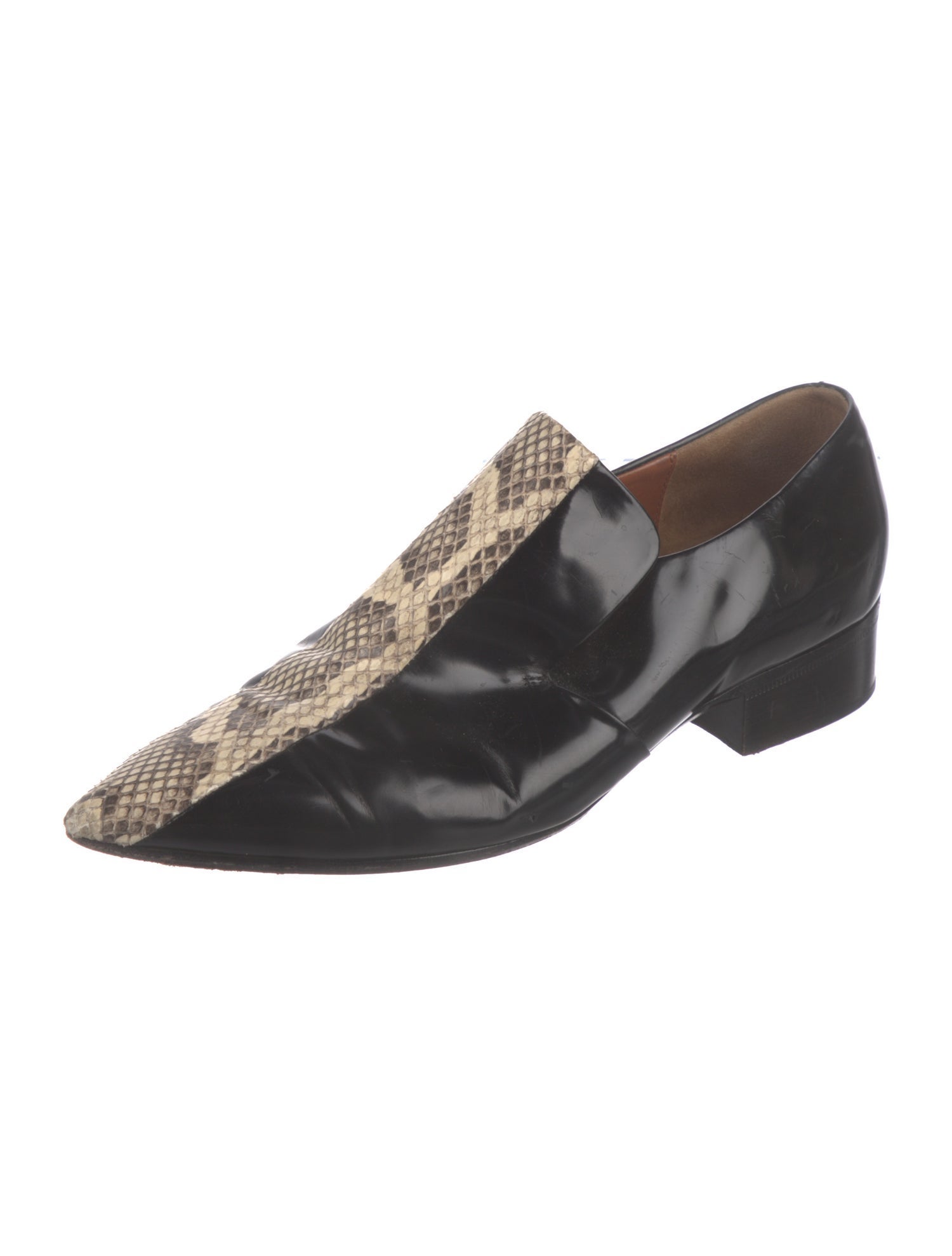 Celine Leather Animal Print Loafers