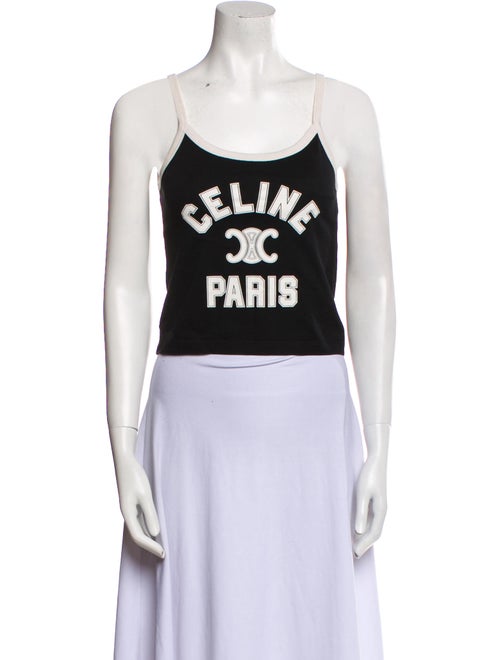 Celine Graphic Print Scoop Neck Top