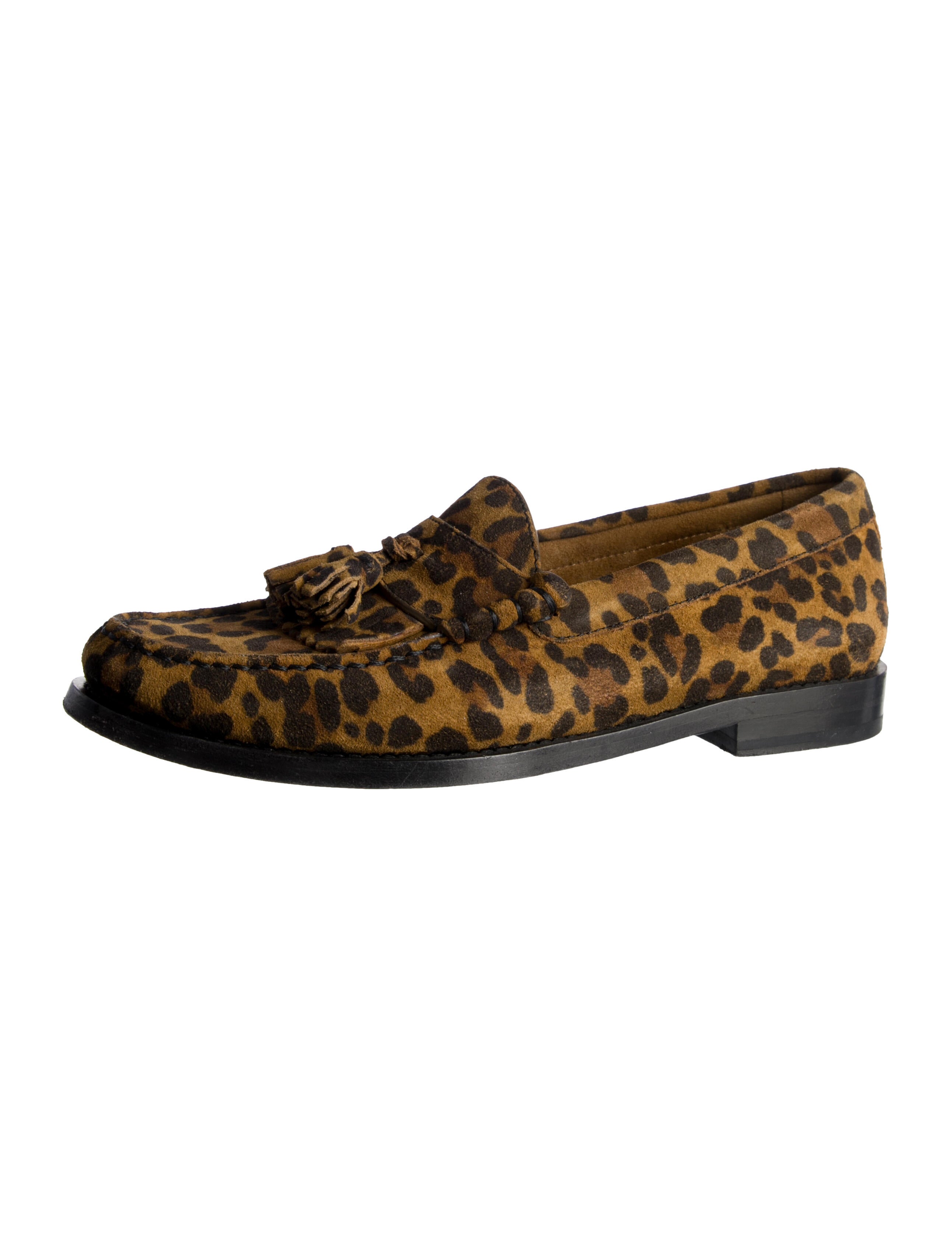 Celine Suede Animal Print Loafers