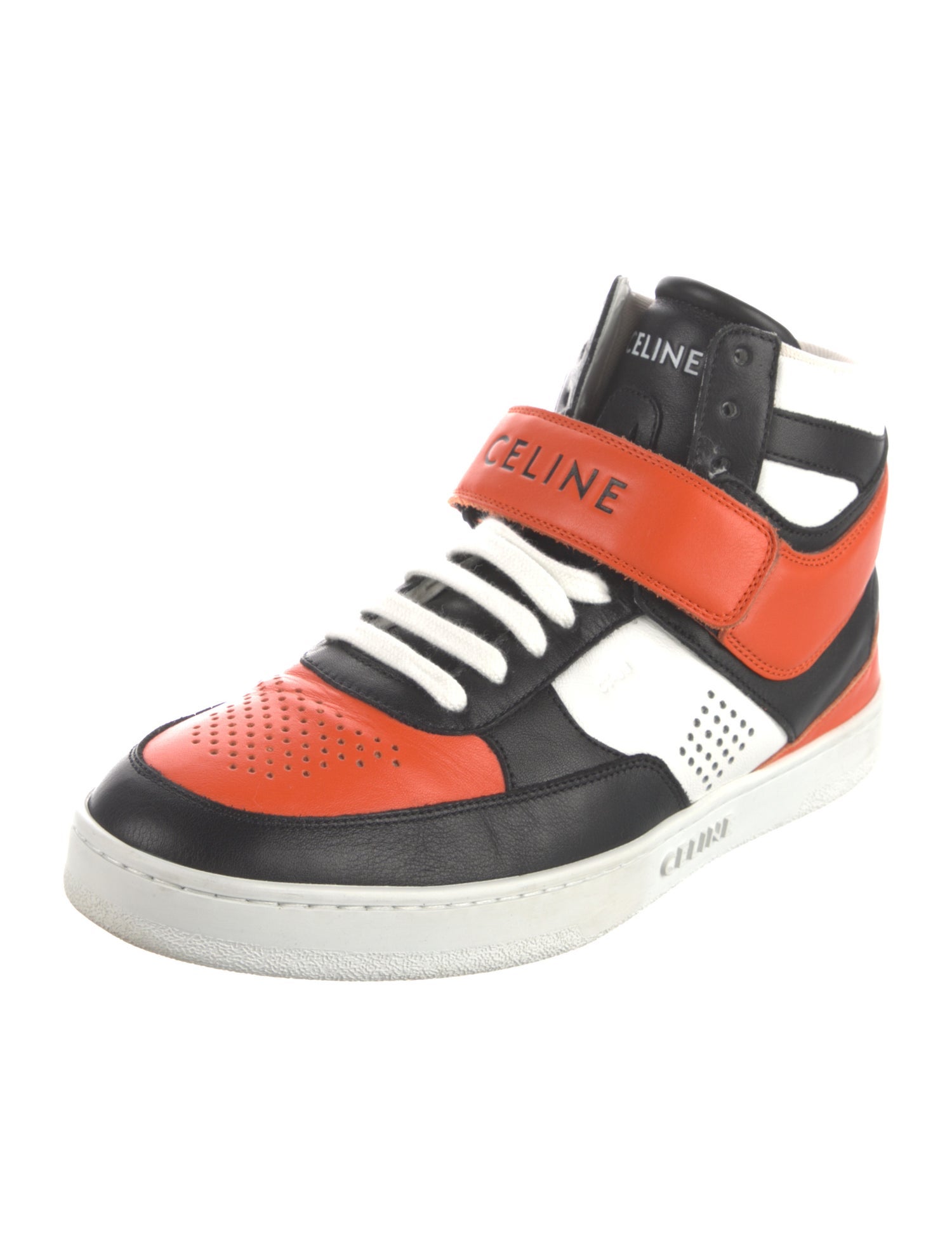 Celine Leather Colorblock Pattern Sneakers