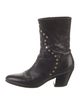 Celine Leather Studded Accents Moto Boots