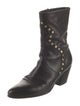 Celine Leather Studded Accents Moto Boots