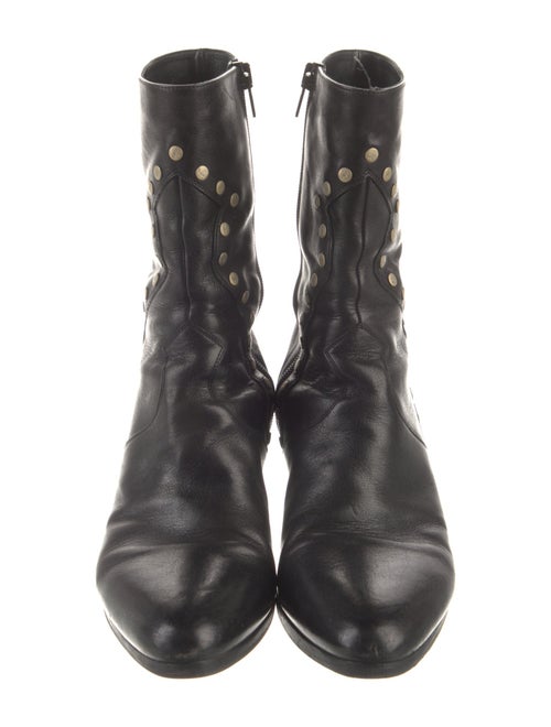 Celine Leather Studded Accents Moto Boots
